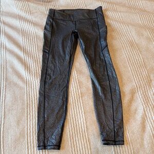 Lululemon Shiny Black and Gray Speckled Leggings
